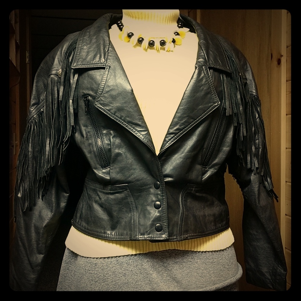 Women's Leather Fringe Motorcycle Jacket